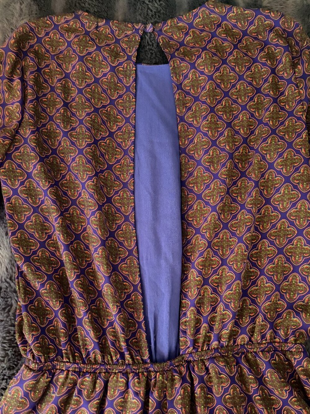 Lucca Couture Romper Shorts Split Back Purple Base Boho Chic Long Sleeve Artsy - Picture 7 of 12